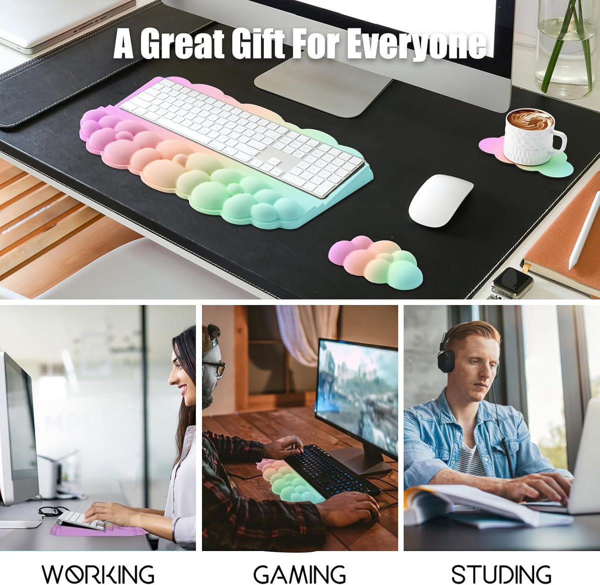 Ergonomic Wrist Rest for Keyboard and Mouse, Cloud Keyboard Stand Pad