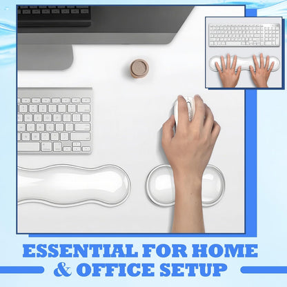 Silicone Gel Keyboard and Mouse Wrist Rest Set, Ergonomic Cool Non-Slip Pad for Typing Pain Relief, Comfort Support for Office Home Computer Laptop, White