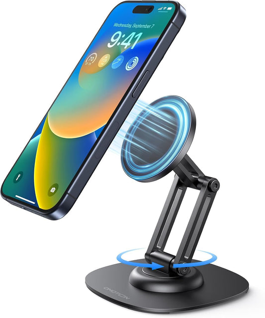 MS04 [360° Rotating] Adjustable Magnetic Phone Stand for Desk, Black