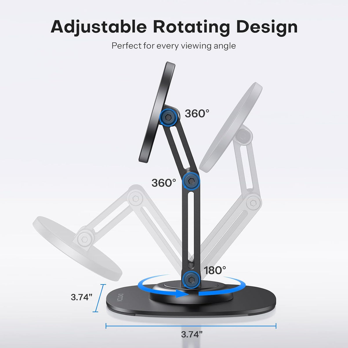 MS04 [360° Rotating] Adjustable Magnetic Phone Stand for Desk, Black