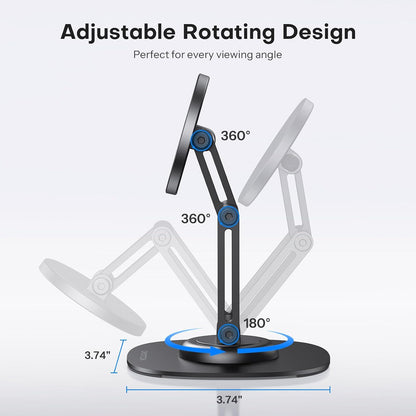 MS04 [360° Rotating] Adjustable Magnetic Phone Stand for Desk, Black