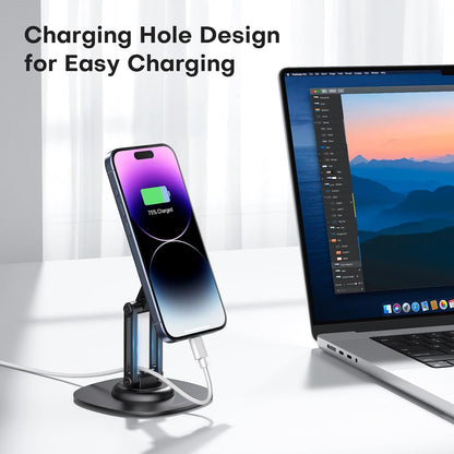 MS04 [360° Rotating] Adjustable Magnetic Phone Stand for Desk, Black
