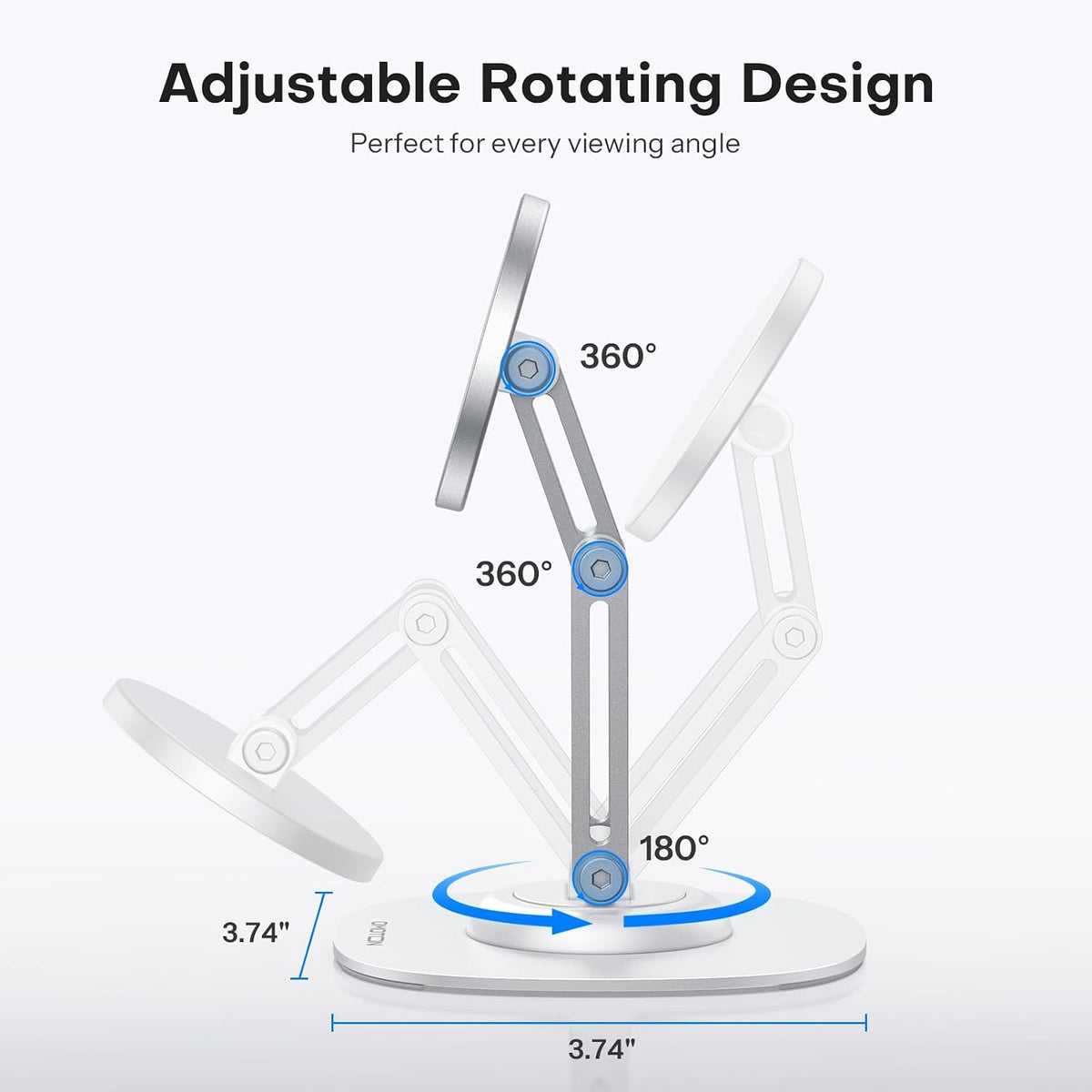 MS04 [360° Rotating] Adjustable Magnetic Phone Stand for Desk, Black