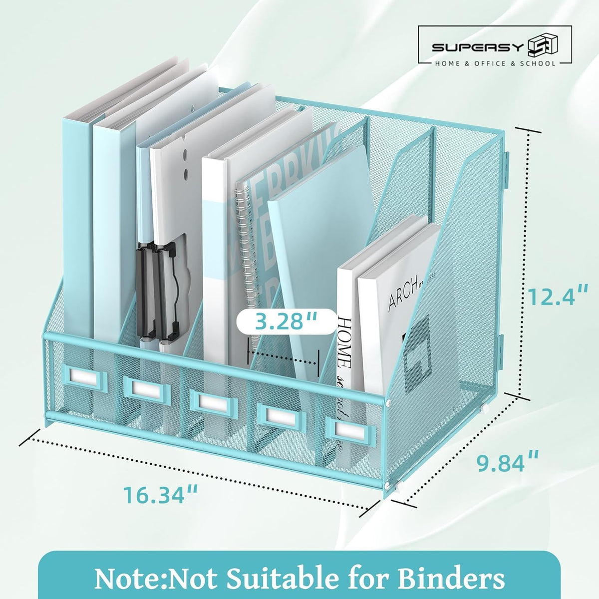 Desk Organizers Metal Desk Magazine File Holder with 5 Vertical Compartments Rack File Organizer for Office Desktop, Classroom, Home Workspace, Black