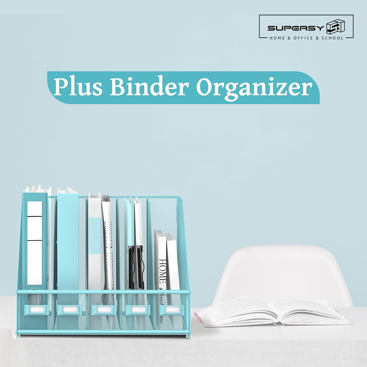 Desk Organizers Metal Desk Magazine File Holder with 5 Vertical Compartments Rack File Organizer for Office Desktop, Classroom, Home Workspace, Black