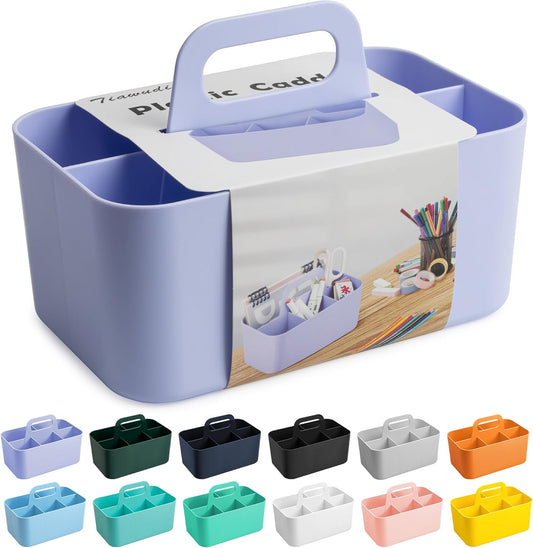 Multipurpose Caddy Organizer, Plastic Caddy with Handle, Stackable Desk Organizer for Stationery, Marker and Pencil, Office Supplies Organizer, Dorm Caddy