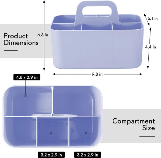 Multipurpose Caddy Organizer, Plastic Caddy with Handle, Stackable Desk Organizer for Stationery, Marker and Pencil, Office Supplies Organizer, Dorm Caddy