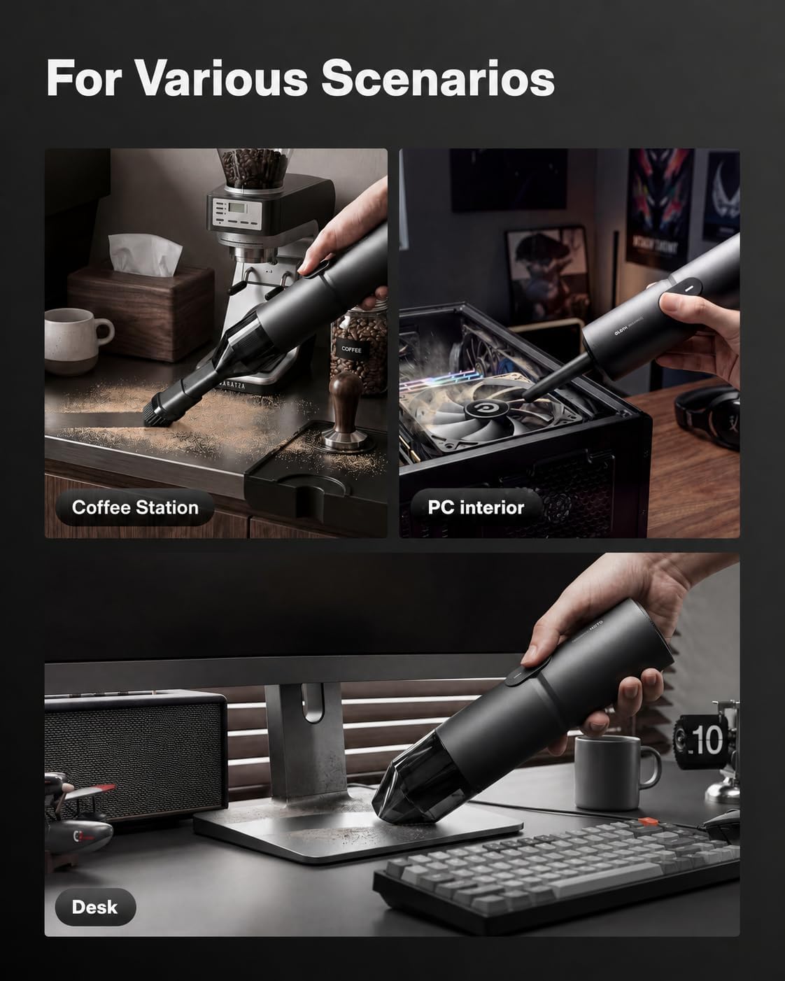 HOTO Handheld Desk Vacuum Cordless, Small Vacuum Cleaner, 15000Pa