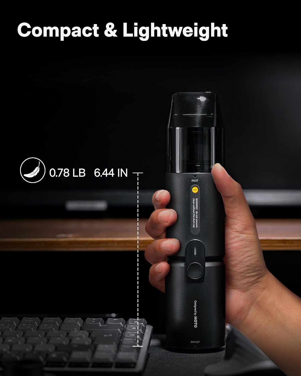 HOTO Handheld Desk Vacuum Cordless, Small Vacuum Cleaner, 15000Pa