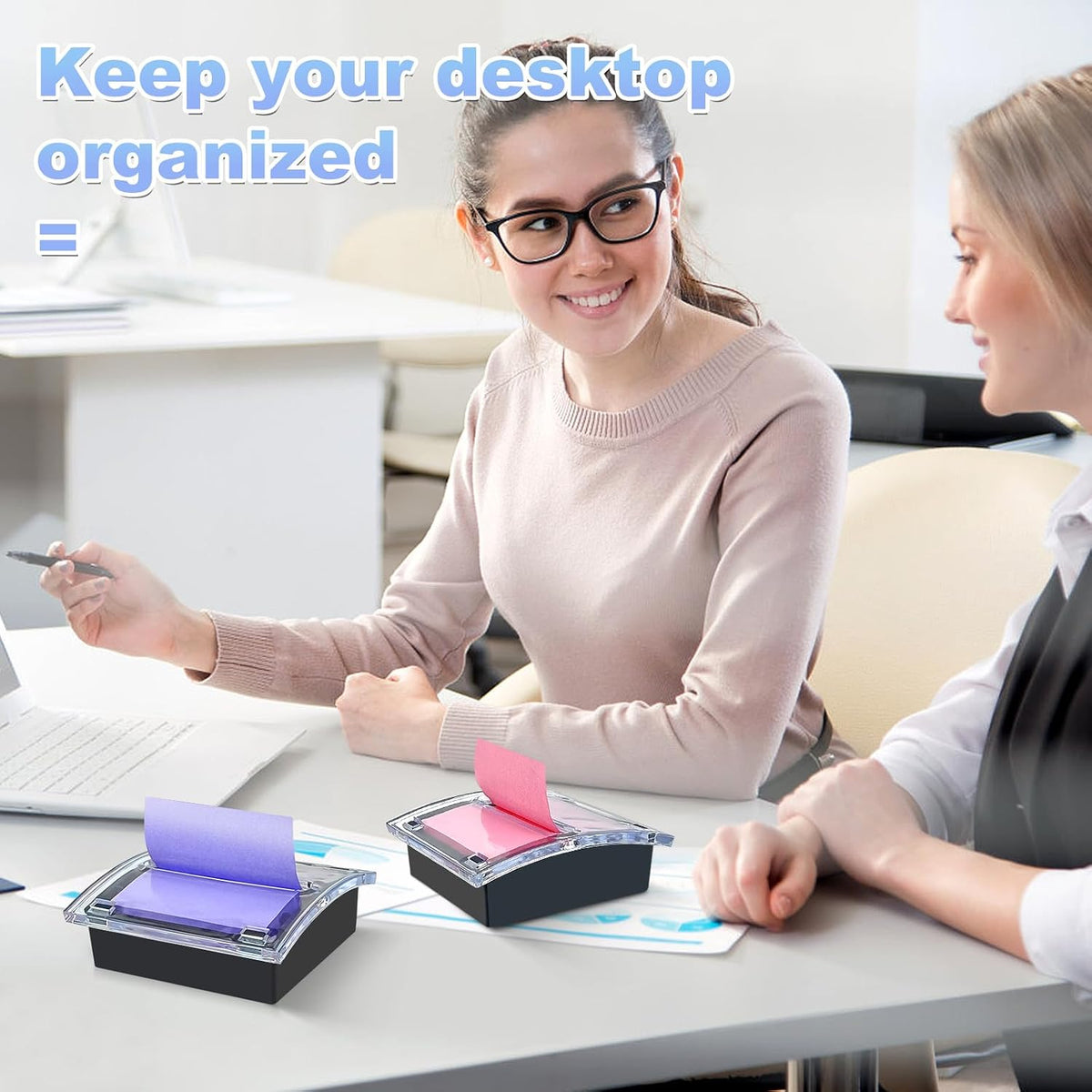 3x3 Inches Pop Up Sticky Note Dispenser, Black Base