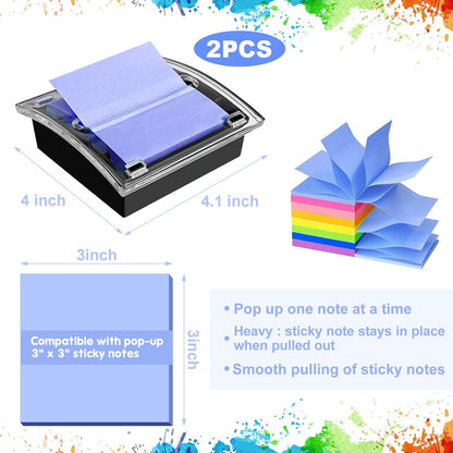 3x3 Inches Pop Up Sticky Note Dispenser, Black Base
