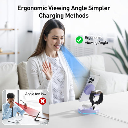 3 in 1 Mag-Safe Wireless Charger Stand for iPhone Apple Watch AirPods
