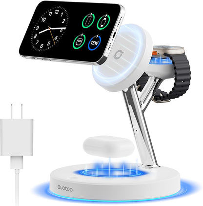 3 in 1 Mag-Safe Wireless Charger Stand for iPhone Apple Watch AirPods