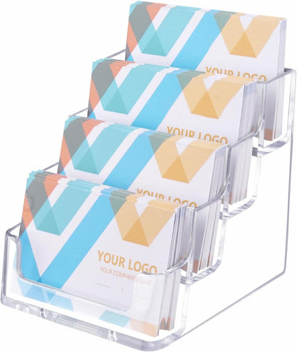 1 Piece Desktop Clear Bussiness Card Holder, Plastic Card Display Stand, 4 Tier Acrylic Card Holder for Office