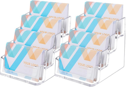 1 Piece Desktop Clear Bussiness Card Holder, Plastic Card Display Stand, 4 Tier Acrylic Card Holder for Office