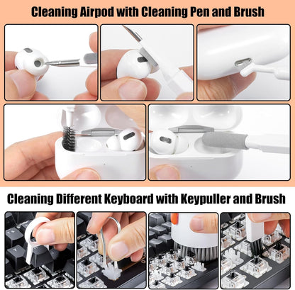 Laptop Phone Screen Cleaner Kit, Computer Keyboard Brush Cleaning Spray for iPhone AirPods MacBook iPad, 20-in-1 Electronic Device Clean Tool for Camera Earbud Car Screens (White)