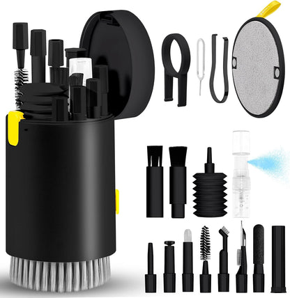 Laptop Phone Screen Cleaner Kit, Computer Keyboard Brush Cleaning Spray for iPhone AirPods MacBook iPad, 20-in-1 Electronic Device Clean Tool for Camera Earbud Car Screens (White)