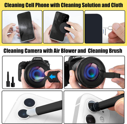 Laptop Phone Screen Cleaner Kit, Computer Keyboard Brush Cleaning Spray for iPhone AirPods MacBook iPad, 20-in-1 Electronic Device Clean Tool for Camera Earbud Car Screens (White)