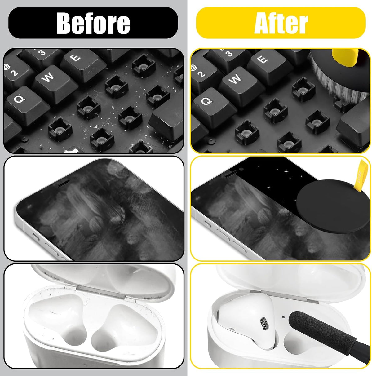 Laptop Phone Screen Cleaner Kit, Computer Keyboard Brush Cleaning Spray for iPhone AirPods MacBook iPad, 20-in-1 Electronic Device Clean Tool for Camera Earbud Car Screens (White)