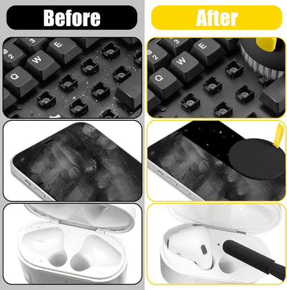 Laptop Phone Screen Cleaner Kit, Computer Keyboard Brush Cleaning Spray for iPhone AirPods MacBook iPad, 20-in-1 Electronic Device Clean Tool for Camera Earbud Car Screens (White)