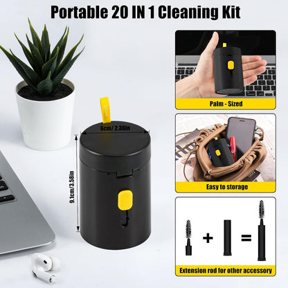 Laptop Phone Screen Cleaner Kit, Computer Keyboard Brush Cleaning Spray for iPhone AirPods MacBook iPad, 20-in-1 Electronic Device Clean Tool for Camera Earbud Car Screens (White)