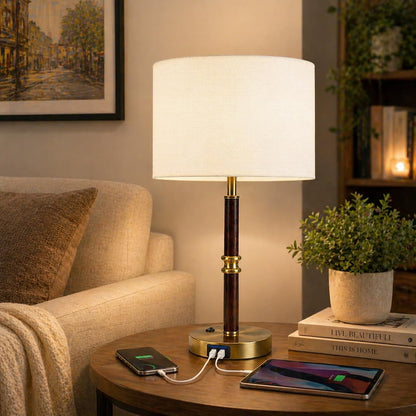 Adjustable Desk Lamp with Dual USB-C/A & AC Outlet 340° Swivel Lamp Head
