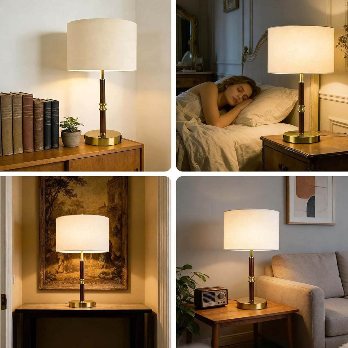 Adjustable Desk Lamp with Dual USB-C/A & AC Outlet 340° Swivel Lamp Head