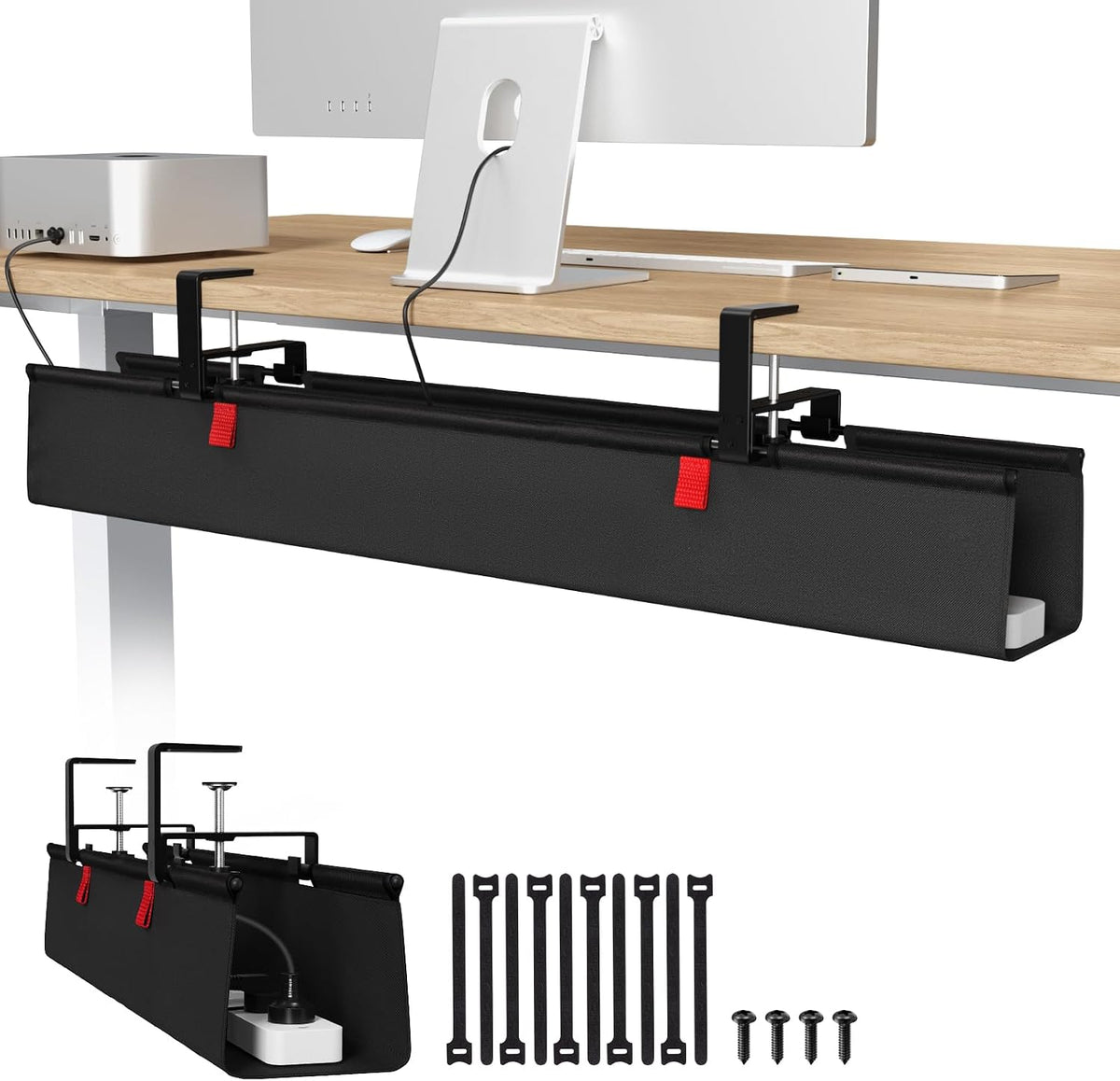 No Drill Under Desk Cable Management Tray, 36 inch Cable Management
