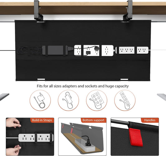 No Drill Under Desk Cable Management Tray, 36 inch Cable Management