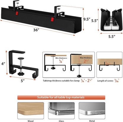 No Drill Under Desk Cable Management Tray, 36 inch Cable Management