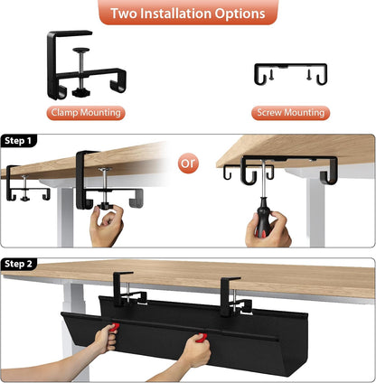 No Drill Under Desk Cable Management Tray, 36 inch Cable Management
