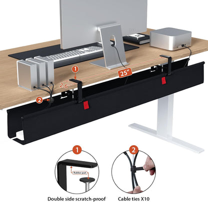 No Drill Under Desk Cable Management Tray, 36 inch Cable Management