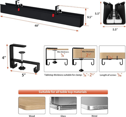 No Drill Under Desk Cable Management Tray, 36 inch Cable Management