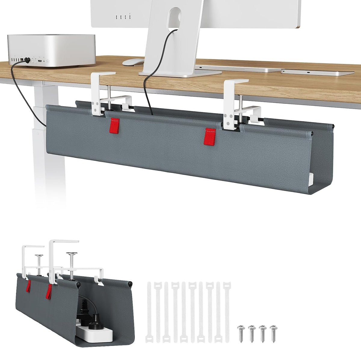No Drill Under Desk Cable Management Tray, 36 inch Cable Management