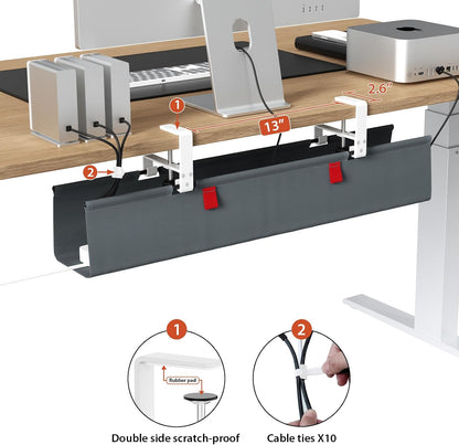 No Drill Under Desk Cable Management Tray, 36 inch Cable Management
