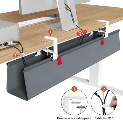 No Drill Under Desk Cable Management Tray, 36 inch Cable Management