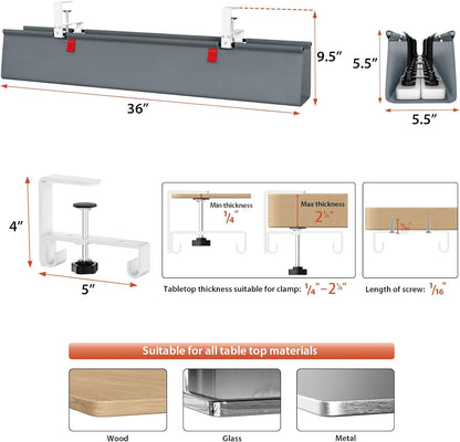 No Drill Under Desk Cable Management Tray, 36 inch Cable Management
