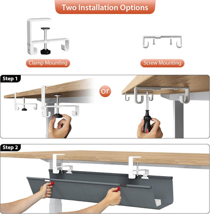 No Drill Under Desk Cable Management Tray, 36 inch Cable Management