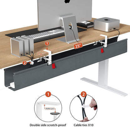 No Drill Under Desk Cable Management Tray, 36 inch Cable Management