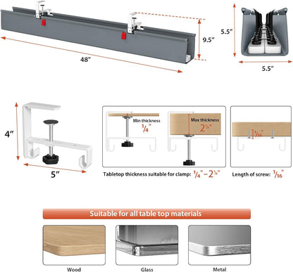 No Drill Under Desk Cable Management Tray, 36 inch Cable Management