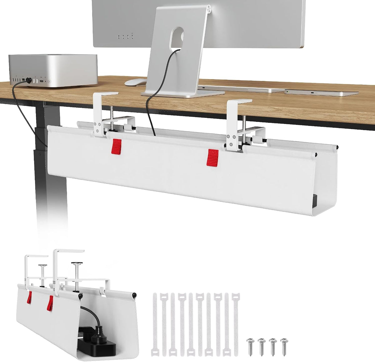 No Drill Under Desk Cable Management Tray, 36 inch Cable Management