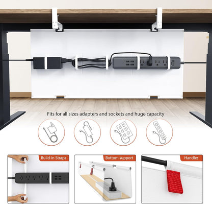 No Drill Under Desk Cable Management Tray, 36 inch Cable Management