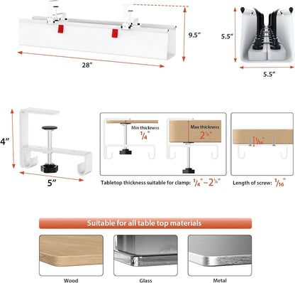 No Drill Under Desk Cable Management Tray, 36 inch Cable Management