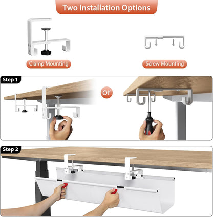 No Drill Under Desk Cable Management Tray, 36 inch Cable Management