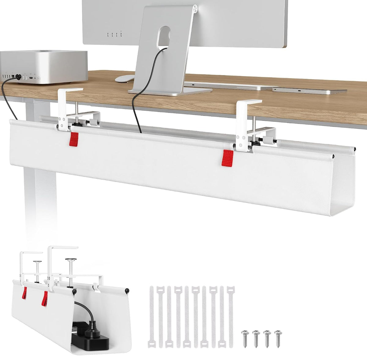 No Drill Under Desk Cable Management Tray, 36 inch Cable Management