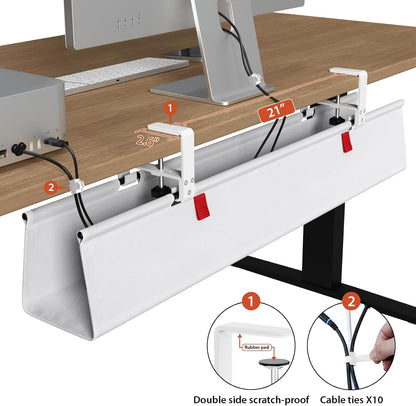 No Drill Under Desk Cable Management Tray, 36 inch Cable Management