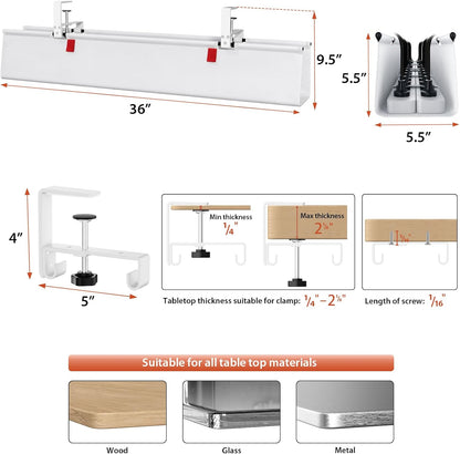 No Drill Under Desk Cable Management Tray, 36 inch Cable Management