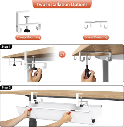 No Drill Under Desk Cable Management Tray, 36 inch Cable Management