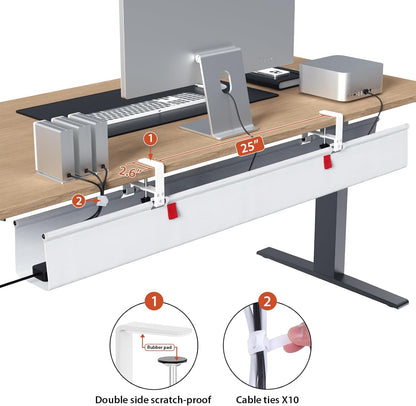 No Drill Under Desk Cable Management Tray, 36 inch Cable Management