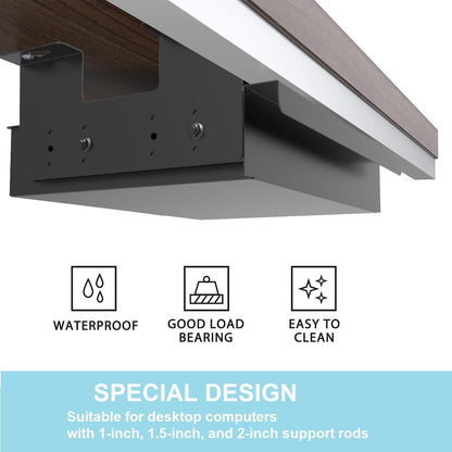 Under Desk Sliding Drawer for Office Desk or Table, Pull-out Storage Organizer for Sit-Stand Workstation with High Crosspiece under Desktop (Black)